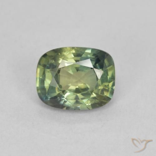 0.72ct Naturale Verde foresta chiaro Zaffiro, Cuscino, VS