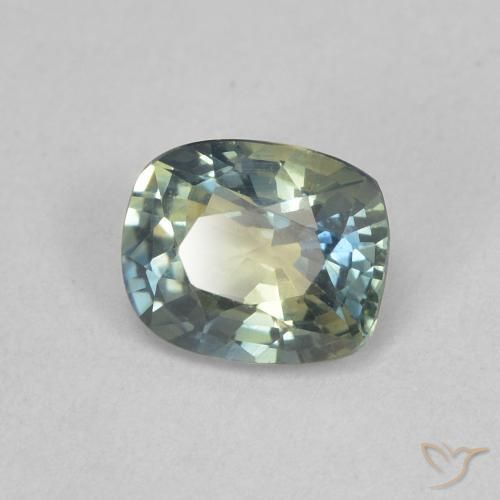 Zaffiro Blu Medio Verde naturale da 0.77 ct, Cuscino, VVS