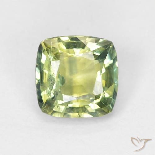1.19ct Naturale Verde giallastro Zaffiro, Cuscino, VS
