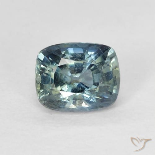 0.81ct Naturale Blu Medio Verde Zaffiro, Cuscino, VS