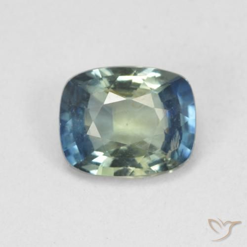 0.79ct Naturale Blu Medio Verde Zaffiro, Cuscino, VS