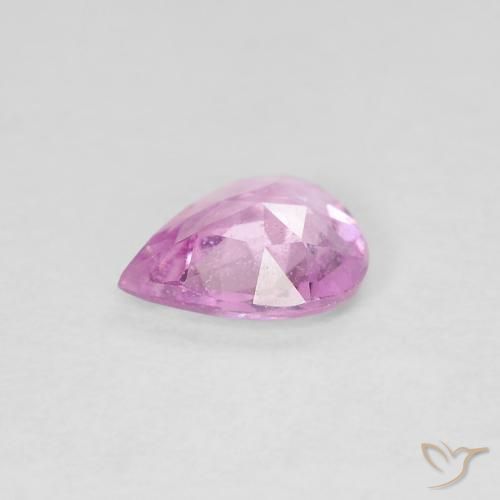 Zaffiro Rosa porpora chiaro reale naturale da 0.48 ct, Forma a pera, VS