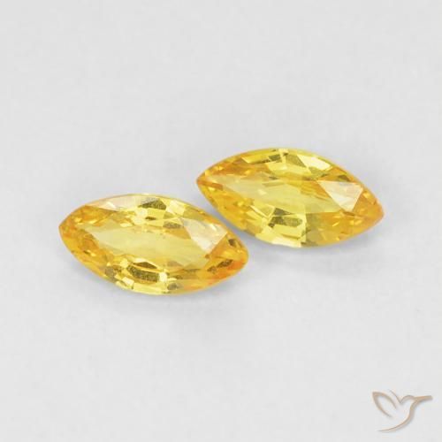Gemme di Zaffiro Giallo miele naturale da 0.36 ct, Taglio marquise, VVS