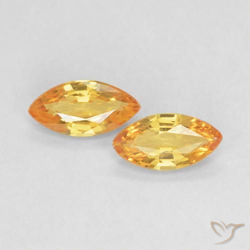 Gemme di Zaffiro Arancio Scuro-Oro naturale da 0.36 ct, Taglio marquise, VVS