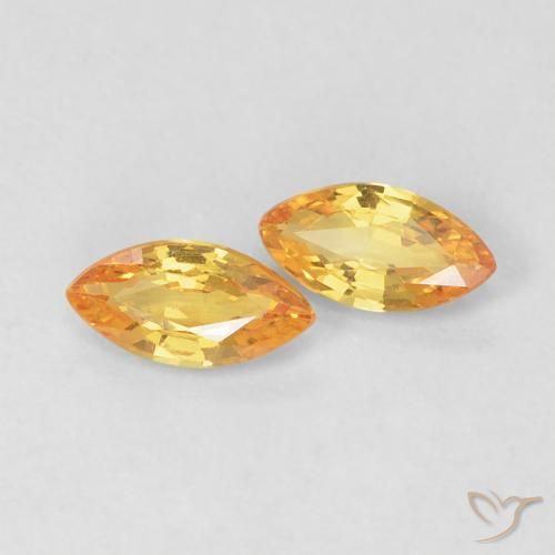 Gemme di Zaffiro Arancio Scuro-Oro naturale da 0.36 ct, Taglio marquise, VVS