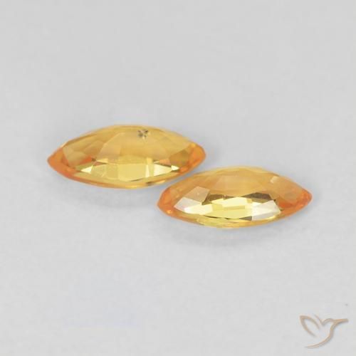 Gemme di Zaffiro Arancio Scuro-Oro naturale da 0.36 ct, Taglio marquise, VVS
