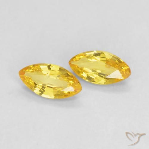 Gemme di Zaffiro Giallo Toscana naturale da 0.35 ct, Taglio marquise, VVS
