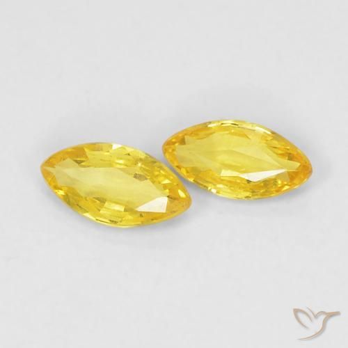 Gemme di Zaffiro Giallo medio naturale da 0.33 ct, Taglio marquise, VVS