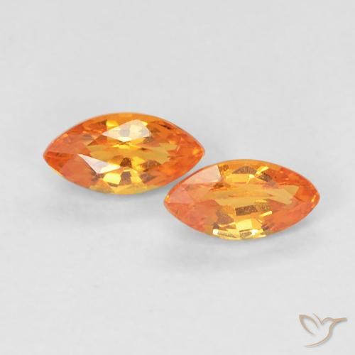 0.49ctw Naturale Arancione brillante Zaffiro, Taglio marquise, VVS