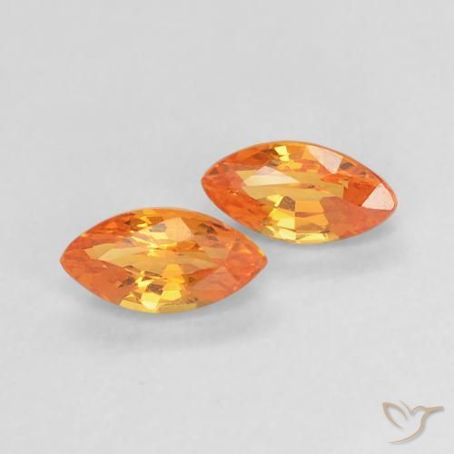 Gemme di Zaffiro Arancione brillante naturale da 0.49 ct, Taglio marquise, VVS