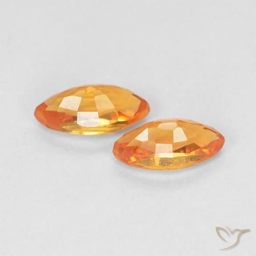 Gemme di Zaffiro Arancione brillante naturale da 0.49 ct, Taglio marquise, VVS