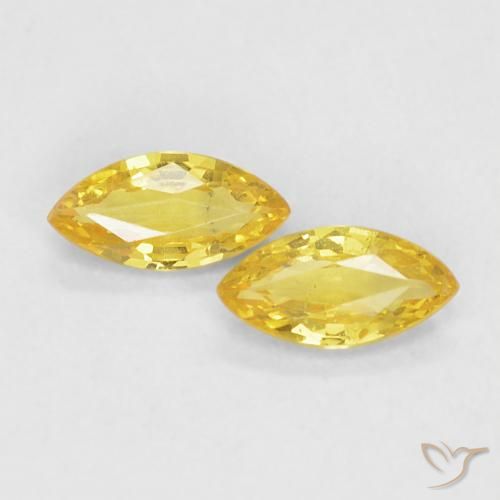 Gemme di Zaffiro Giallo medio naturale da 0.33 ct, Taglio marquise, VVS-VS