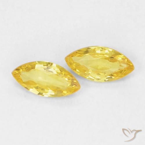 Gemme di Zaffiro Giallo medio naturale da 0.33 ct, Taglio marquise, VVS-VS