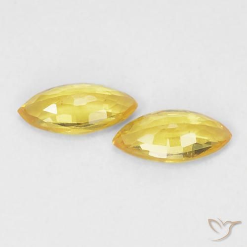 Gemme di Zaffiro Giallo medio naturale da 0.33 ct, Taglio marquise, VVS-VS