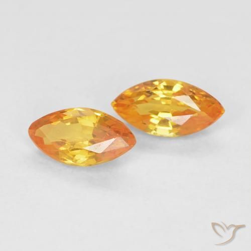 Gemme di Zaffiro Arancio-Oro naturale da 0.39 ct, Taglio marquise, VVS