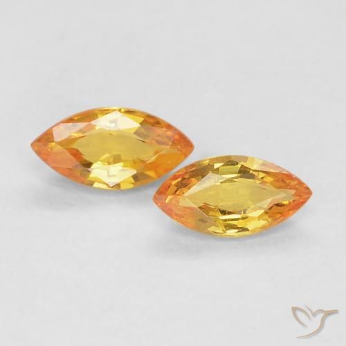 Gemme di Zaffiro Arancio Medio naturale da 0.39 ct, Taglio marquise, VVS