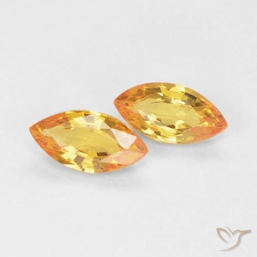 Gemme di Zaffiro Arancio Medio naturale da 0.39 ct, Taglio marquise, VVS