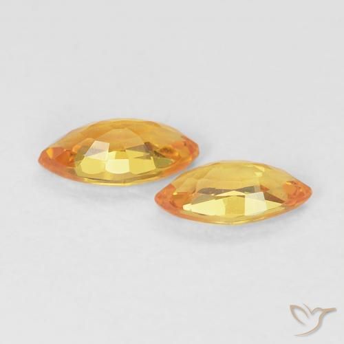 Gemme di Zaffiro Arancio Medio naturale da 0.39 ct, Taglio marquise, VVS