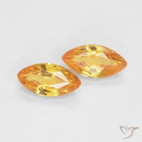 Gemme di Zaffiro Arancio-Oro naturale da 0.37 ct, Taglio marquise, VVS