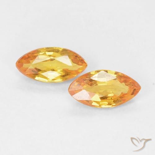 0.41ctw Naturale Arancio Medio Zaffiro, Taglio marquise, VVS