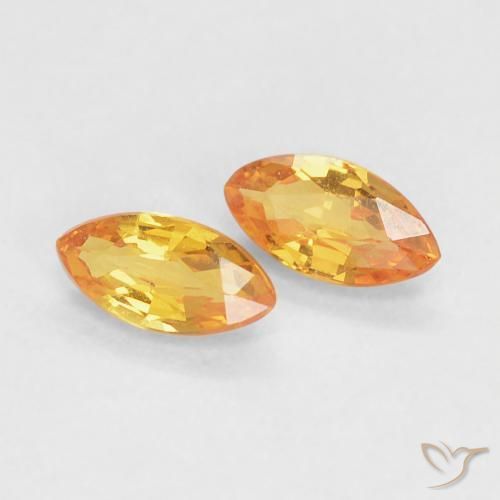 Gemme di Zaffiro Arancio Medio naturale da 0.41 ct, Taglio marquise, VVS