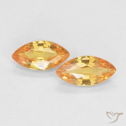 Gemme di Zaffiro Arancio-Oro naturale da 0.37 ct, Taglio marquise, VVS