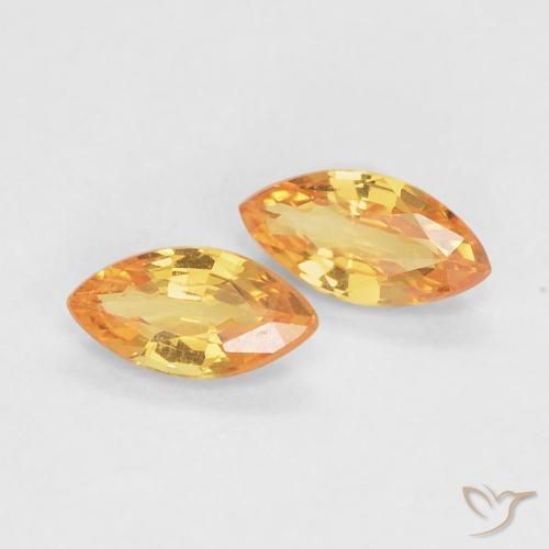 Gemme di Zaffiro Arancio-Oro naturale da 0.37 ct, Taglio marquise, VVS