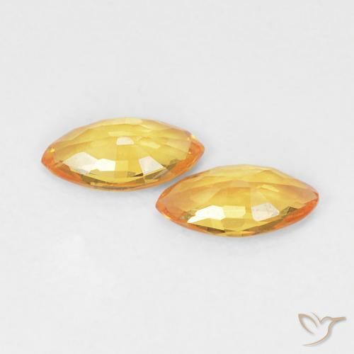 Gemme di Zaffiro Arancio-Oro naturale da 0.34 ct, Taglio marquise, VVS