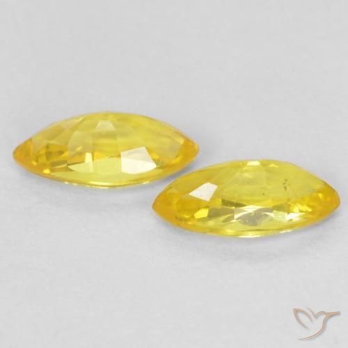 Gemme di Zaffiro Giallo medio naturale da 0.42 ct, Taglio marquise, VVS-VS