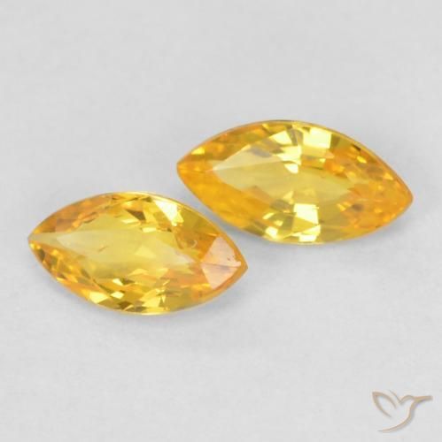 Gemme di Zaffiro Oro brillante naturale da 0.38 ct, Taglio marquise, VS