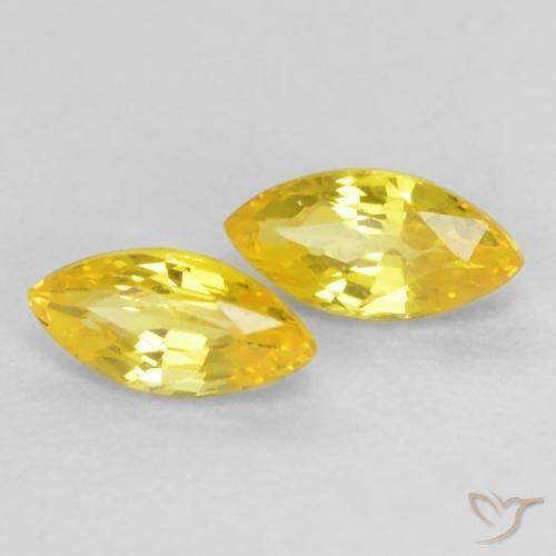 Gemme di Zaffiro Giallo medio naturale da 0.44 ct, Taglio marquise, VVS-VS