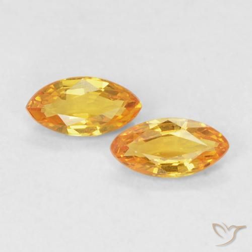 Gemme di Zaffiro Arancio Medio naturale da 0.34 ct, Taglio marquise, VVS