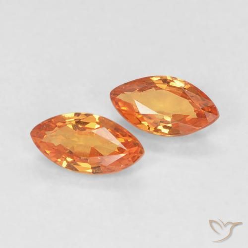 Gemme di Zaffiro Arancione Ambra naturale da 0.36 ct, Taglio marquise, VVS