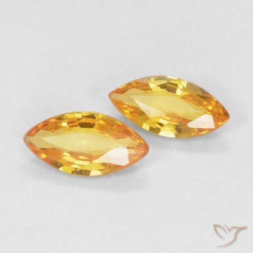Gemme di Zaffiro Arancio dorato naturale da 0.36 ct, Taglio marquise, VVS
