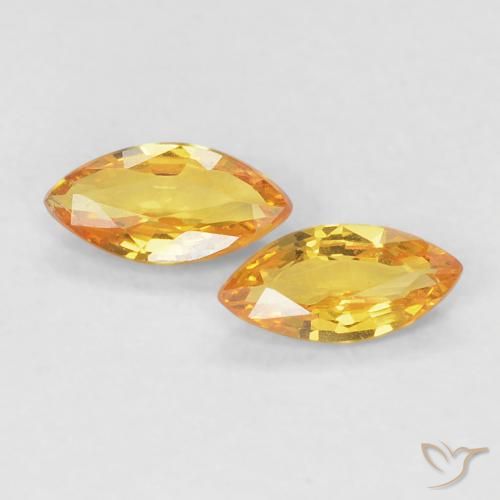 Gemme di Zaffiro Arancio dorato naturale da 0.36 ct, Taglio marquise, VVS