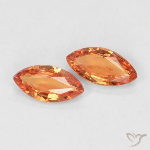 Gemme di Zaffiro Arancia Fuoco naturale da 0.34 ct, Taglio marquise, VVS-VS