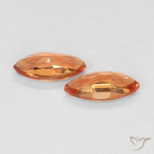 Gemme di Zaffiro Arancia Fuoco naturale da 0.34 ct, Taglio marquise, VVS-VS