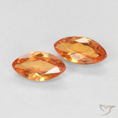 0.39ctw Naturale Arancio Medio Zaffiro, Taglio marquise, VVS