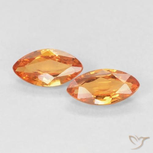 Gemme di Zaffiro Arancio Medio naturale da 0.39 ct, Taglio marquise, VVS