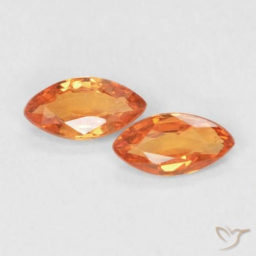 Gemme di Zaffiro Arancione rossastra naturale da 0.35 ct, Taglio marquise, VVS
