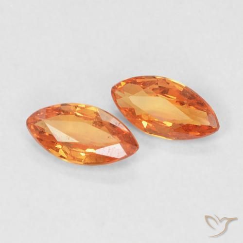 Gemme di Zaffiro Arancione rossastra naturale da 0.35 ct, Taglio marquise, VVS