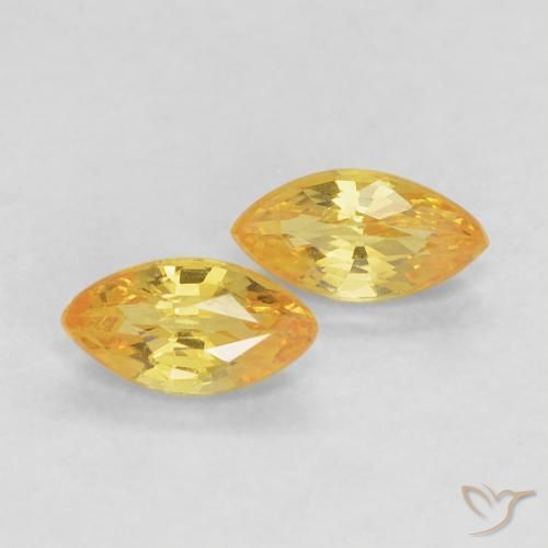 Gemme di Zaffiro Giallo Toscana naturale da 0.40 ct, Taglio marquise, VVS
