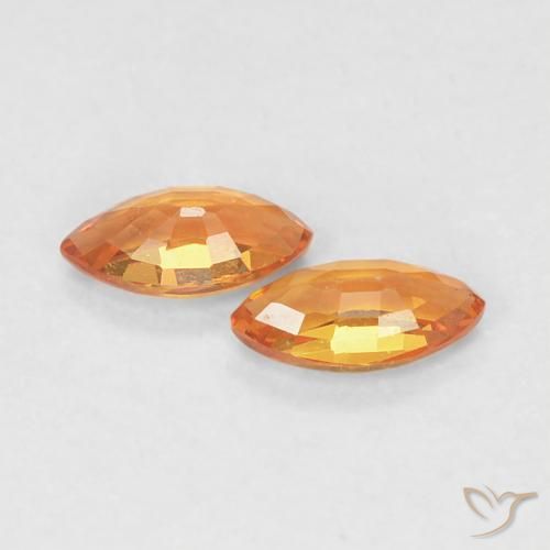 Gemme di Zaffiro Arancione rossastra naturale da 0.36 ct, Taglio marquise, VVS