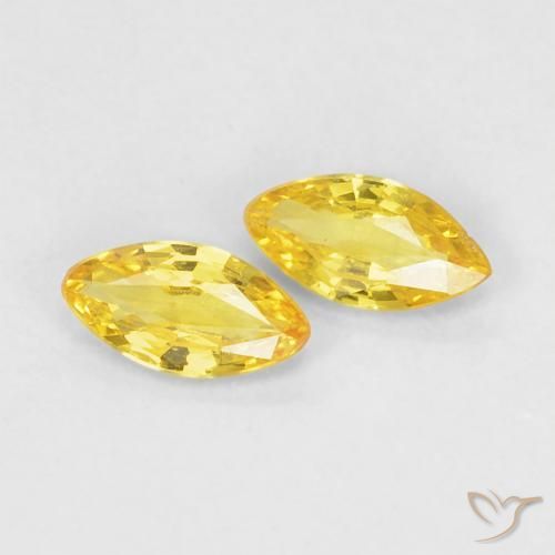 Gemme di Zaffiro Giallo medio naturale da 0.32 ct, Taglio marquise, VS