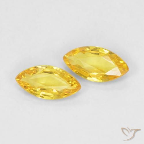 Gemme di Zaffiro Giallo miele chiaro naturale da 0.34 ct, Taglio marquise, VS