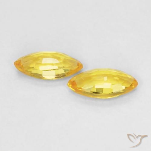 Gemme di Zaffiro Giallo miele chiaro naturale da 0.34 ct, Taglio marquise, VS