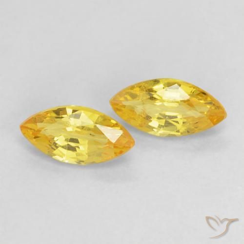 Gemme di Zaffiro Giallo medio naturale da 0.42 ct, Taglio marquise, VS