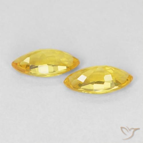 Gemme di Zaffiro Giallo medio naturale da 0.42 ct, Taglio marquise, VS