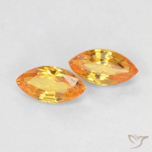 0.44ctw Naturale Arancio Medio Zaffiro, Taglio marquise, VS