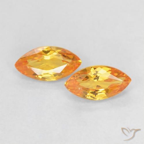 Gemme di Zaffiro Arancio Medio naturale da 0.44 ct, Taglio marquise, VS